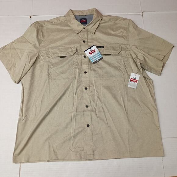 Wrangler Men's XL Beige Thru Hike Shirt Vented UPF 40+ - Picture 1 of 9